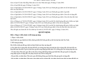 Quyết định 77/2014/QĐ-UBND hệ số điều chỉnh giá đất để tính giá đất tỉnh Tây Ninh