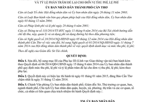 Quyết định 23/2014/QĐ-UBND sửa đổi 06/2014/QĐ-UBND mức thu phí lệ phí tỷ lệ phần trăm Cần Thơ