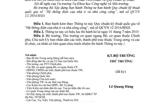 Thông tư 20/2014/TT-BXD Quy chuẩn Hệ thống điện của nhà ở nhà công cộng