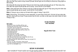 Thông tư 21/2014/TT-BXD Quy chuẩn kỹ thuật quốc gia Xây dựng công trình người khuyết tật tiếp cận sử dụng