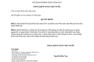 Quyết định 2238/QĐ-KTNN 2014 Kế hoạch kiểm toán năm 2015