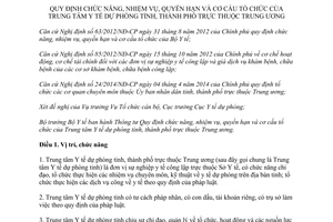 Thông tư 51/2014/TT-BYT chức năng cơ cấu Trung tâm y tế dự phòng tỉnh thành phố trực thuộc Trung ương