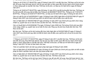 Văn bản hợp nhất 4778/VBHN-BVHTTDL 2014 Thông tư hướng dẫn 92/2007/NĐ-CP lưu trú du lịch