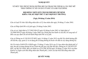 Nghị quyết 30/2014/NQ-HĐND mức thu phí sử dụng đường bộ cầu Phú Mỹ Thông tư 159/2013/TT-BTC Hồ Chí Minh