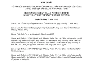 Nghị quyết 31/2014/NQ-HĐND tổ chức thu phí sử dụng đường bộ theo đầu phương tiện xe mô tô Thành phố Hồ Chí Minh