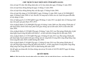 Quyết định 2784/QĐ-UBND 2014 phát triển giao thông vận tải 2020 định hướng 2030 Kiên Giang