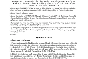 Thông tư 54/2014/TT-BNNPTNT tiêu chuẩn thực hành nông nghiệp để hưởng chính sách hỗ trợ