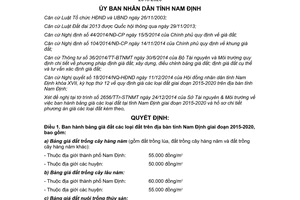 Quyết định 32/2014/QĐ-UBND bảng giá đất Nam Định giai đoạn 2015-2020
