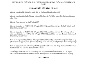 Quyết định 33/2014/QĐ-UBND mức thu phí qua cầu dân sinh tỉnh Cà Mau