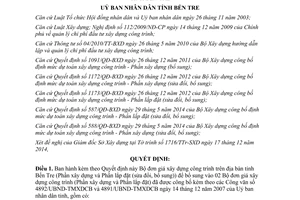 Quyết định 2690/QĐ-UBND 2014 công bố bổ sung Bộ đơn giá xây dựng công trình Bến Tre