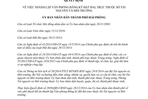 Quyết định 3039/QĐ-UBND 2014 thành lập Văn phòng Đăng ký đất đai Sở Tài nguyên Hải Phòng