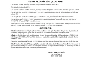 Quyết định 3306/2014/QĐ-UBND tính đơn giá thuê đất mức thu đất xây dựng công trình Quảng Ninh