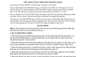 Quyết định 2796/QĐ-UBND 2015 Quy hoạch tổng thể phát triển thương mại Hà Giang đến năm 2020