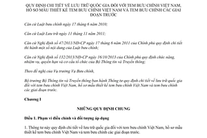 Thông tư 27/2014/TT-BTTTT lưu trữ quốc gia tem bưu chính hồ sơ mẫu thiết kế tem bưu chính Việt Nam