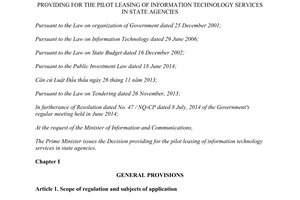 Decision No. 80/2014/QD-TTg the pilot leasing of information technology services in state agencies