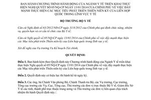 Quyết định 5438/QĐ-BYT thực hiện 05/NQ-CP phát triển Chương trình hành động Thiên niên kỷ trong y tế