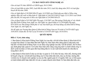 Quyết định 91/2014/QĐ-UBND chức năng nhiệm vụ quyền hạn cơ cấu Ban Quản lý Khu kinh tế Đông Nam Nghệ An