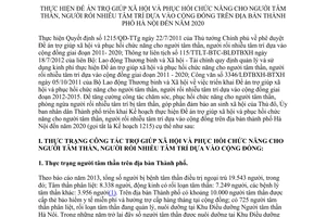 Kế hoạch 208/KH-UBND 2014 trợ giúp xã hội phục hồi chức năng người tâm thần Hà Nội 2020