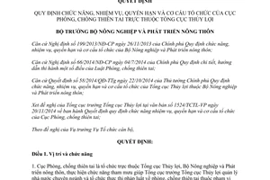 Quyết định 5349/QĐ-BNN-TCCB 2014 nhiệm vụ quyền hạn cơ cấu tổ chức Cục Phòng chống thiên tai