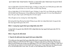 Thông tư 49/2014/TT-BCT nhập khẩu thuốc lá nguyên liệu theo hạn ngạch thuế quan năm 2015