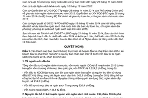 Nghị quyết 21/2014/NQ-HĐND phân bổ nguồn vốn đầu tư ngân sách nhà nước năm 2015 Phú Thọ