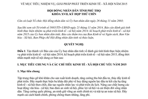 Nghị quyết 09/2014/NQ-HĐND mục tiêu nhiệm vụ giải pháp phát triển kinh tế xã hội 2015 Phú Thọ