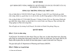 Quyết định 634/QĐ-TCTS-VP chức năng nhiệm vụ quyền hạn cơ cấu tổ chức Vụ Kế hoạch Tài chính 2014