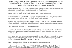 Thông tư 51/2014/TT-BCT Quy chuẩn kỹ thuật thiết bị phụ trợ phương tiện pha chế tồn trữ vận chuyển etanol xăng E10