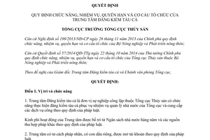 Quyết định 641/QĐ-TCTS-VP chức năng nhiệm vụ quyền hạn cơ cấu tổ chức Trung tâm Đăng kiểm 2014