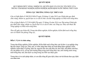 Quyết định 642/QĐ-TCTS-VP chức năng nhiệm vụ quyền hạn cơ cấu tổ chức Trung tâm Khảo nghiệm 2014