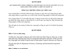 Quyết định 635/QĐ-TCTS-VP chức năng nhiệm vụ quyền hạn cơ cấu tổ chức Vụ Khoa học Công nghệ 2014