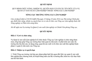 Quyết định 561/QĐ-TCLN-VP 2014 chức năng cơ cấu tổ chức của Vụ Quản lý sản xuất lâm nghiệp