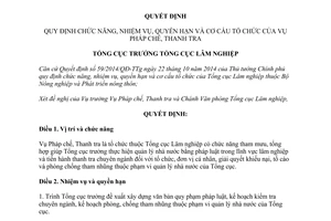 Quyết định 568/QĐ-TCLN 2014 chức năng cơ cấu tổ chức Vụ Pháp chế Thanh tra