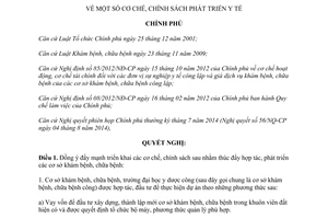 Nghị quyết 93/NQ-CP 2014 một số cơ chế chính sách phát triển y tế