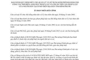 Quyết định 29/2014/QĐ-UBND mức chi phổ biến giáo dục pháp luật chuẩn tiếp cận pháp luật Bình Phước
