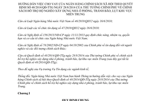 Thông tư 41/2014/TT-NHNN hướng dẫn cho vay Ngân hàng Chính sách xã hội 48/2014/QĐ-TTg hỗ trợ hộ nghèo xây nhà