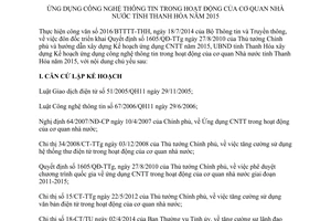 Kế hoạch 169/KH-UBND 2014 ứng dụng công nghệ thông tin trong cơ quan Nhà nước Thanh Hóa 2015