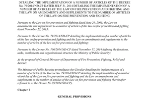 Circular No. 66/2014/TT-BCA detailing No. 79/2014/ND-CP detailing Law on fire prevention and fighting