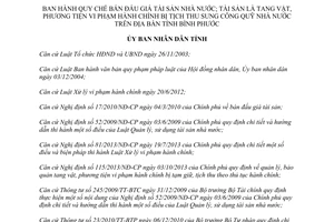 Quyết định 28/2014/QĐ-UBND bán đấu giá tang vật phương tiện bị tịch thu sung công quỹ Bình Phước