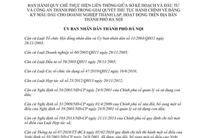 Quyết địn 85/2014/QĐ-UBND liên thông thủ tục hành chính đăng ký mẫu dấu cho doanh nghiệp thành lập Hà Nội