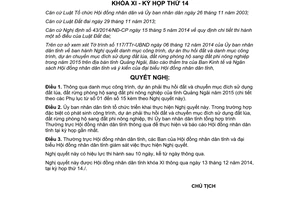 Nghị quyết 39/2014/NQ-HĐND công trình dự án thu hồi đất chuyển mục đích sử dụng đất lúa Quảng Ngãi