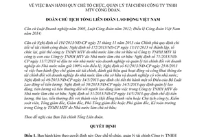 Quyết định 1514/QĐ-TLĐ 2014 tổ chức quản lý tài chính Công ty TNHH MTV Công đoàn