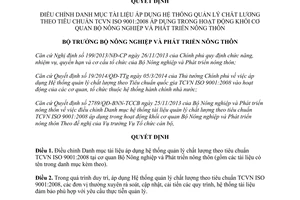 Quyết định 5357/QĐ-BNN-TCCB 2014 tài liệu áp dụng hệ thống quản lý chất lượng theo tiêu chuẩn