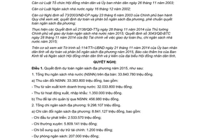 Nghị quyết 27/2014/NQ-HĐND dự toán phân bổ ngân sách địa phương 2015 tỉnh Quảng Ngãi