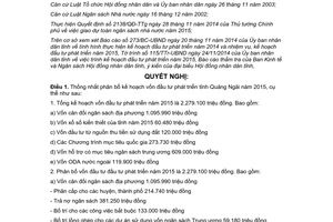 Nghị quyết 28/2014/NQ-HĐND phân bổ kế hoạch vốn đầu tư phát triển tỉnh Quảng Ngãi 2015