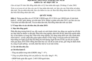 Nghị quyết 26/2014/NQ-HĐND kế hoạch phát triển kinh tế xã hội 2015 Quảng Ngãi