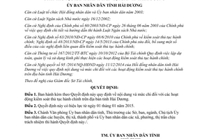 Quyết định 30/2014/QĐ-UBND mức chi hoạt động kiểm soát thủ tục hành chính Hải Dương