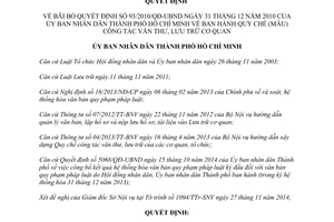 Quyết định 6185/QĐ-UBND năm 2014 bãi bỏ 93/2010/QĐ-UBND Quy chế công tác văn thư lưu trữ Hồ Chí Minh