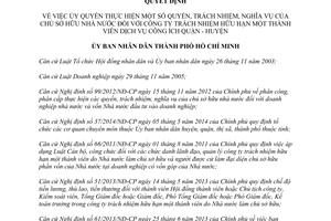 Quyết định 6186/QĐ-UBND năm 2014 ủy quyền thực hiện quyền trách nhiệm nghĩa vụ chủ sở hữu nhà nước Hồ Chí Minh