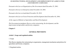 Decree No. 118/2014/NĐ-CP restructuring development improvement of agriculture forestry companies